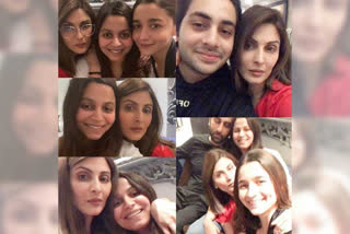 Etv Bharat, Gujarati News, Riddhima Kapoor Sahani shared collage featuring her brother Ranbir, Alia and Shaheen Bhatt.