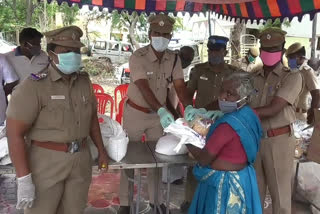 madurai sp manivannan orders to give corona relief materials to 110 adi dravidar families