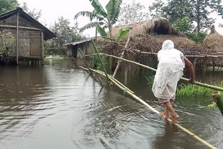 Singora River hits flood at Lakhmpur