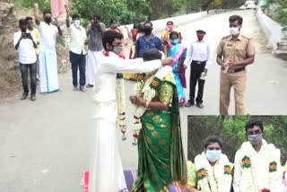 marriage at check post  idukki news  കല്യാണ വാര്‍ത്തകള്‍  കൊവിഡ് കാലത്തെ കല്യാണം