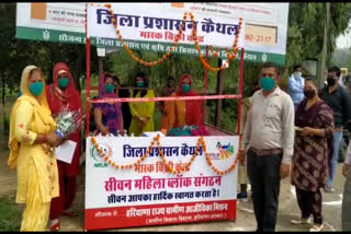 kaithal self help groups womens making mask