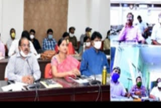 krishna district collector video conference with doctors and officers in his camp office