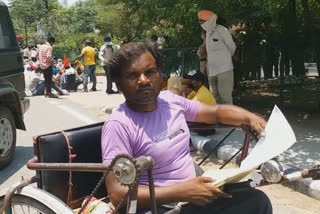 Disabled Man on tricycle for employment, travels 80 km