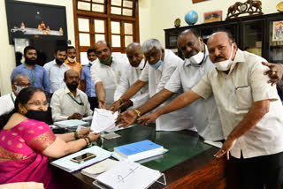 Deve Gowda files nomination for RS polls