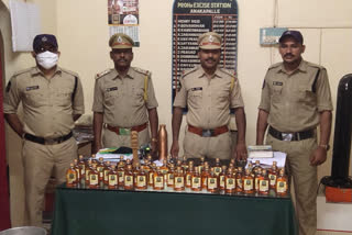 Illicit liquor(wine) seized by anakapalli police in visakhapatnam district