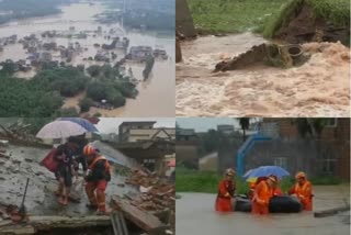 Flooding swept through homes and farmland in southeastern China