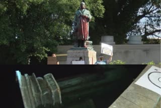 Richmond protesters throw Columbus statue in lakec