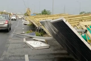 solar panels on delhi meerut expressway severely damaged