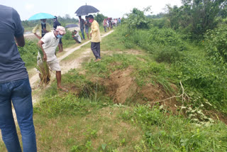 Local people repaired embankment at Dhemaji