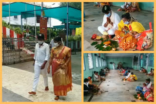Wedding couples bustle in Annavaram temple in east godavari district