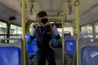 bus sanitization in interstate bus terminal chandigarh