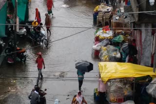 Water filled on the road