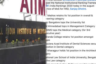 AIIMS gets number one position for the third time in the NIRF rankings