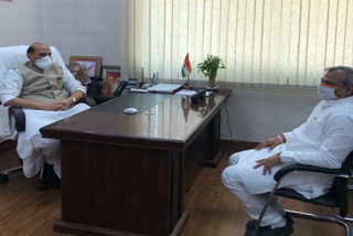 Delhi BJP state president Adesh Kumar Gupta met Rajnath Singh at his residence