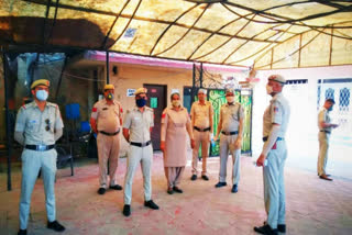 Delhi Police is stationed at the examination center in Sarita Vihar area