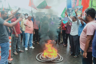 BJP workers block roads