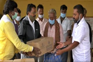 Distribution of groceries kit by the Labor Department at Anekal