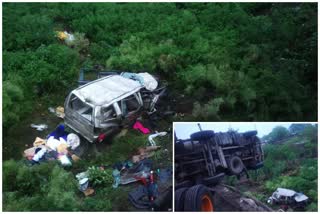 Scorpio van and truck accident in dhule two died