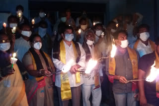 tdp leaders protest with candle rally