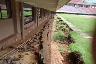 Athletics Stadium  boundary wall collapsed due to first monsoon rain