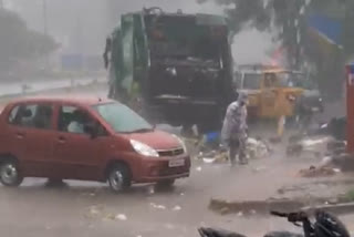 trash carried by heavy rain at suratkal