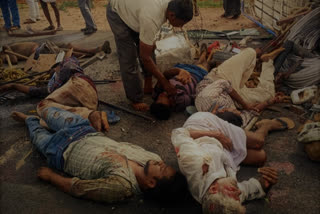 Six people were seriously injured after a Bolero vehicle  rolled of at narasapuram