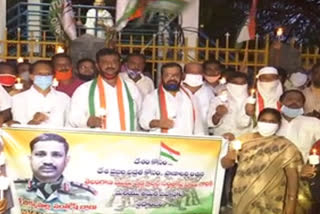 Congress leaders rally with candles at Hanmakonda