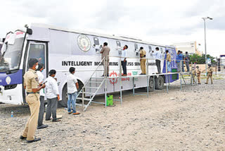 corona testing mobile center at assembly gate