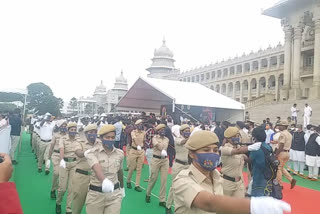 Mask Day:  police mask focused in rally at bengalore