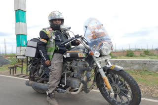 Ansh, a bike rider who has travelled over 75,000 km to spread awareness about road safety