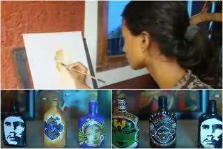 Art in Bottle Art  ബോട്ടിൽ ആർട്ടിൽ കലാവിരുതുമായി ചന്ദന  കണ്ണൂർ വാർത്ത  kannur news