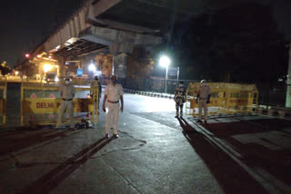 Police is deployed at different places during night for security arrangements in Uttam Nagar