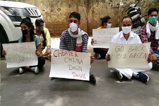 Protest against China in Gwalior