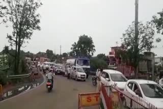 Lines of vehicles on the national highway