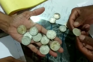 silver coins of British era found during excavation in Khandwa