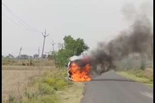 Fire in a moving car in sheopur