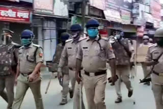 police conducted flag march to control violence exercise in muradnagar