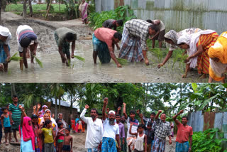 পথত ভূঁই ৰুই ৰাইজৰ প্ৰতিবাদ