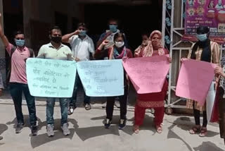 pti teachers protest in bhiwani
