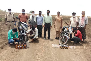 seb officers rides on state wide and caught karnataka liquor, sand, cheap liquor packets