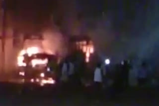 Fire on a bus in Nippani