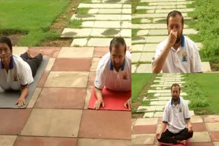 Union Ministers Prakash Javadekar perform yoga on InternationalYogaDay