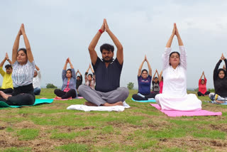 yoga done by MP and MLA rana family