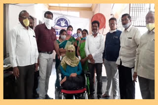 Members of the humanitarian charity helped the physically Disabled women at kurnool district