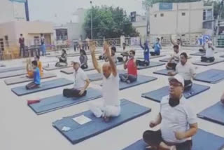 People did Yoga on International Yoga Day in Sohna