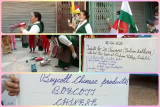 Tibetan women break Chinese goods in mini-Tibet of Majnu ka tilla Delhi