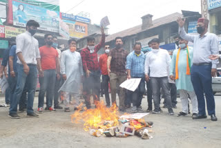 BJYM burnt effigy of Chinese President in Solan