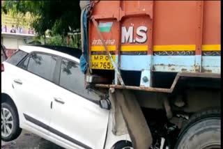 High speed car hit truck