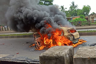 Fire in moving car