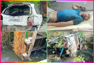 drunk truck driver collides with car in Ghaziabad